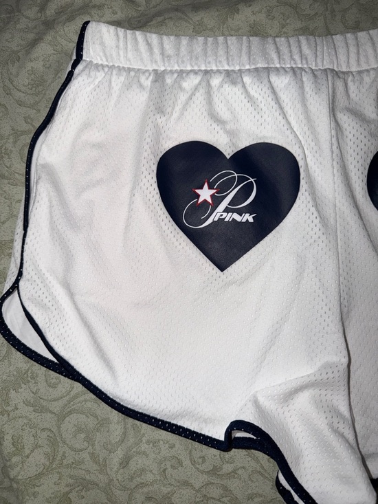 PINK Victoria's Secret White Mesh Shorts with Black Trim - Picture 8 of 8